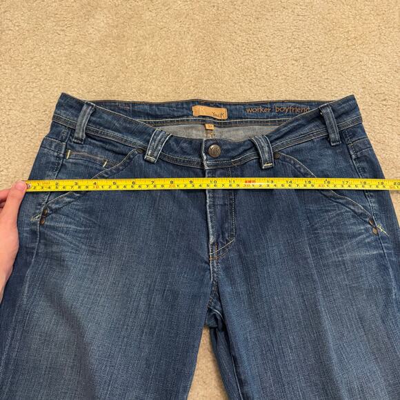 VTG Y2K Yanuk Women’s Worker Boyfriend Jeans Size 31 Bootcut Flare Dark Wash - Picture 7 of 11